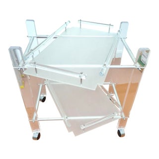 Mid Century Modern Modernist Lucite Bar Cart With Removable Trays For Sale