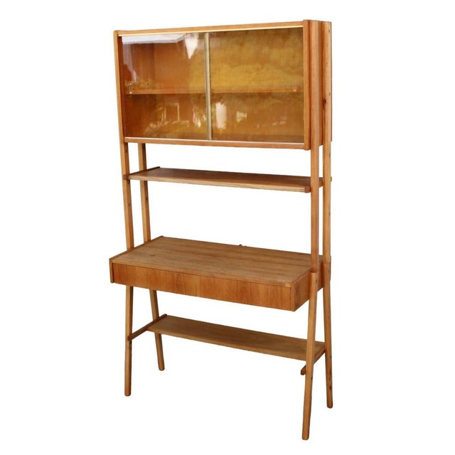 Mid-Century Writing Commode, Bookshelf and Chair, 1970s, Set of 3 For Sale - Image 4 of 10