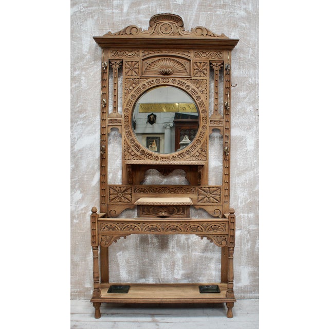Victorian Green Man Hall Stand in Oak, 1880 For Sale - Image 12 of 12