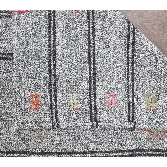 Textile 1970s Turkish Handmade Wool Kilim Striped Runner Rug For Sale - Image 7 of 8