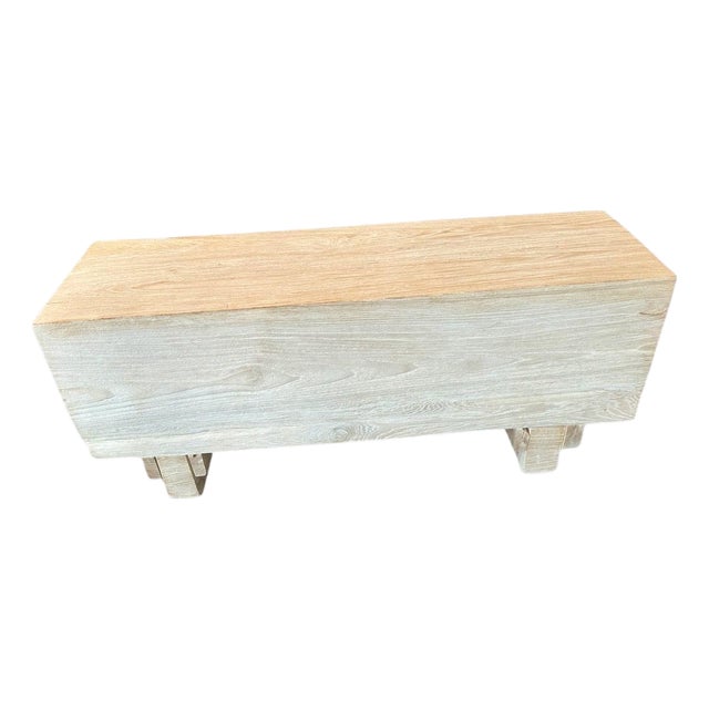 Andrianna Shamaris Minimalist Bleached Teak Wood Log Style Bench For Sale