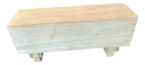 Andrianna Shamaris Minimalist Bleached Teak Wood Log Style Bench