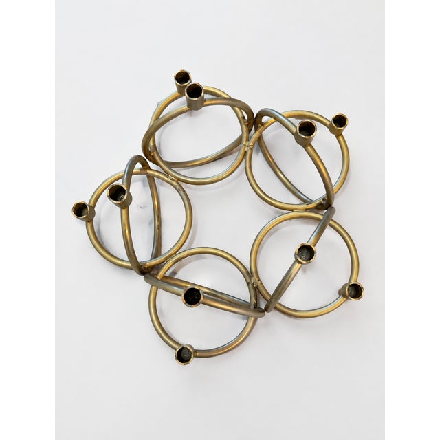 Mid-Century Modern Mid-Century Modern Sculptural Brass 10-Light Ring Candelabra, 1960s For Sale - Image 3 of 5