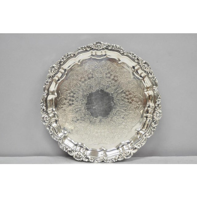 Vintage Poole Silver 3209 Victorian 12" Round Silver Plated Salver Platter Tray For Sale - Image 13 of 13