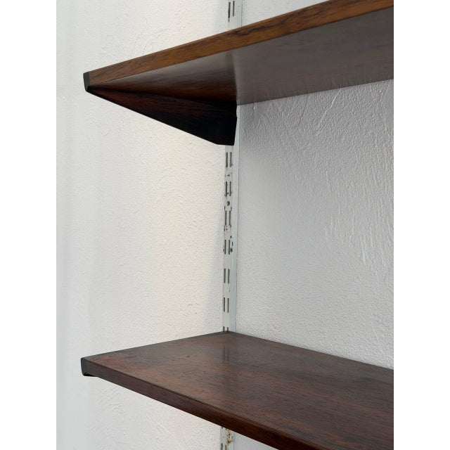 Wood Danish Rosewood Wall Unit Scandinavian Shelving System in Style of Kai Kristiansen Mid Century For Sale - Image 7 of 10