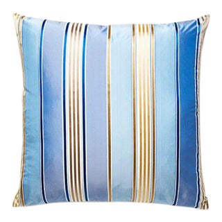 The House of Scalamandré Charlotte Stripe Pillow, Marine For Sale