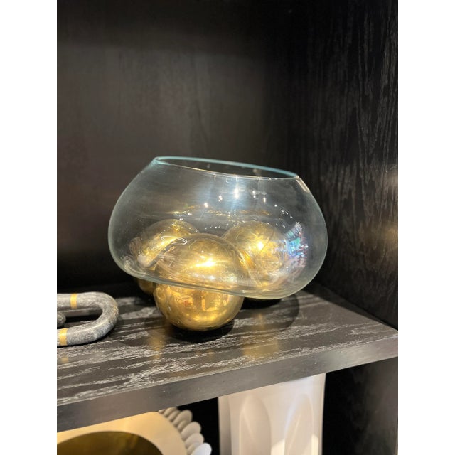 Modern Gravity 3 Balls Dish - Clear/Gold For Sale - Image 3 of 4
