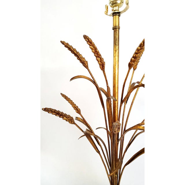 Lamp Restored Italian Tole & Gilt Wheat - 1960s For Sale - Image 9 of 14