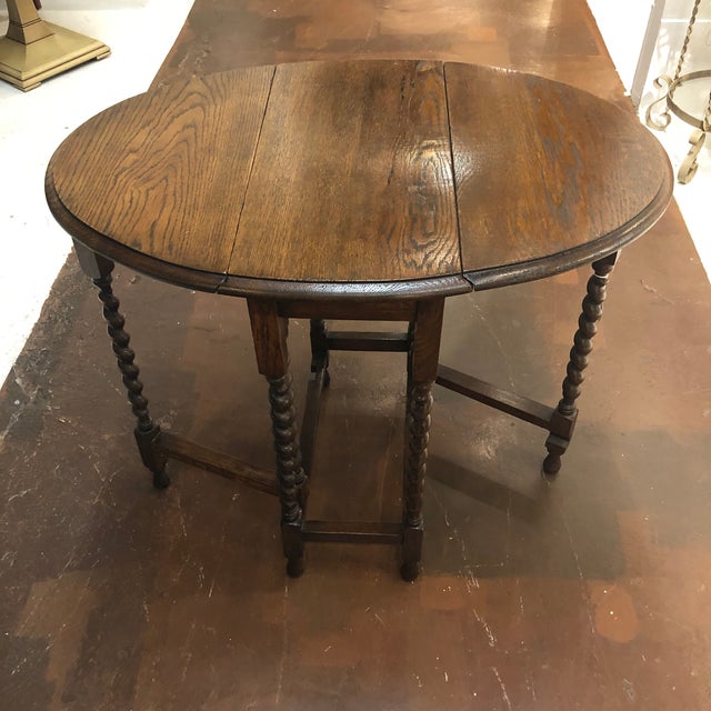 Antique 17th Century English Oak & Elm Barley Twist GateLeg Table
