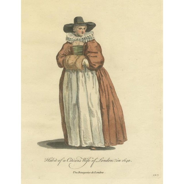 Jefferys, Citizen's Wife of London in 1640 with Fur Muff, 1757, Engraving For Sale - Image 9 of 9