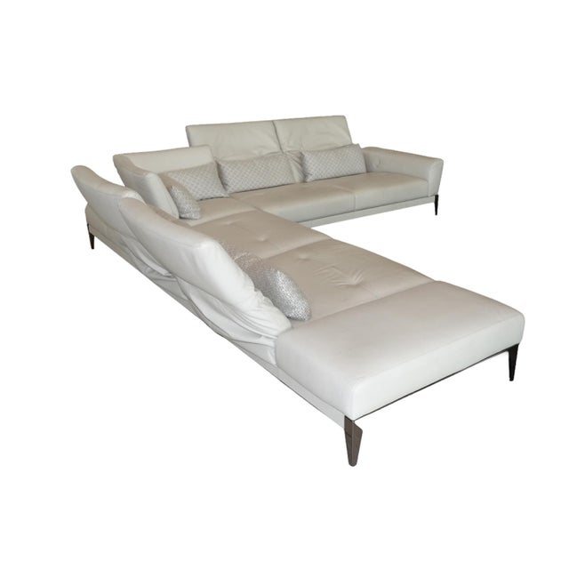 Roche Bobois Connexe Corner Sectional in Soave Leather - Gris Nuage For Sale - Image 12 of 17