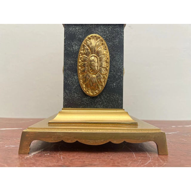 Metal Empire Style Brass and Green Column Table Lamp, 1960s For Sale - Image 7 of 12