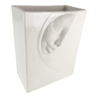 Vintage Sara Lund Style Yanny 1988 Porcelain 3d Face Vase Sculpture Pottery For Sale