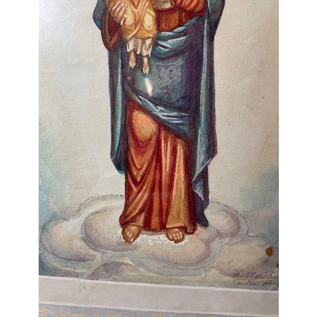 Vintage Russian Preliminary Church Icon Gouache Acrylic Religious Painting Art For Sale - Image 12 of 13