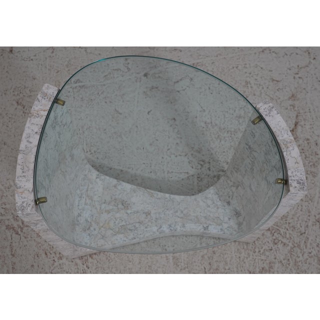 Modern Pair Maitland Smith Modern Design Marble & Glass End Tables For Sale - Image 3 of 13