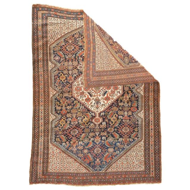 Late 19th Century Antique Qashqai Rug 4'7'' x 6'3'' For Sale - Image 5 of 12