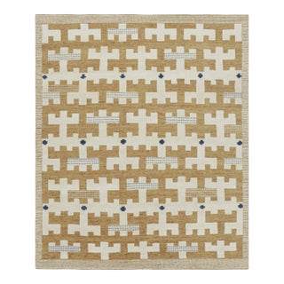 Rug & Kilim’s Scandinavian Style Rug in Beige-Brown and White Geometric Patterns - 14x20 For Sale
