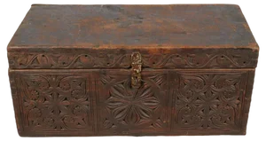Antique Cedar Wood Treasure Dowry Chest Box, Nuristan, Afghanistan, 1920s