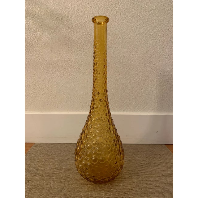 Mid-Century Modern Amber Bubble Glass Tall Vase For Sale - Image 9 of 9