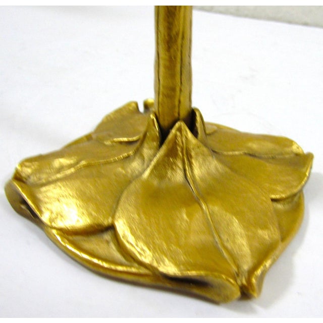 Late 19th Century Pair Art Nouveau German Cast Brass Calla Lily Candlesticks Attributed to Richard Müller For Sale - Image 10 of 13