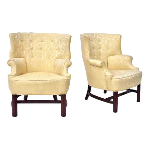 Georgian Style Wingback Chairs, Pair