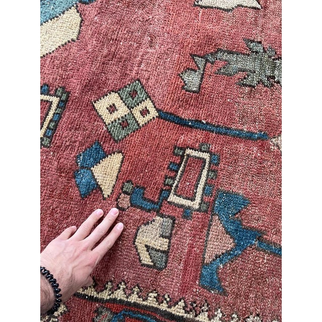 Textile C. 1880's ANCIENT ANTIQUE SERAPI Narrow GEM Rug 8.10 x 15.1 For Sale - Image 7 of 16