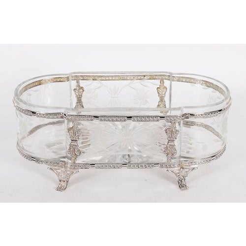 Antique French Silver Plated Louis Revival Cut Crystal Centrepieces, 1860, Set of 2 For Sale - Image 11 of 18