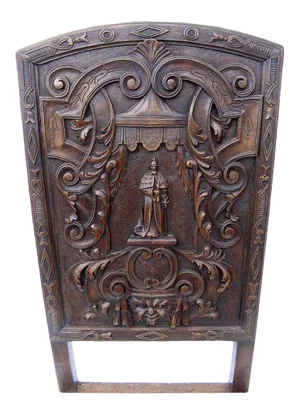 Carved Tall Renaissance Revival Side Chairs - a Pair