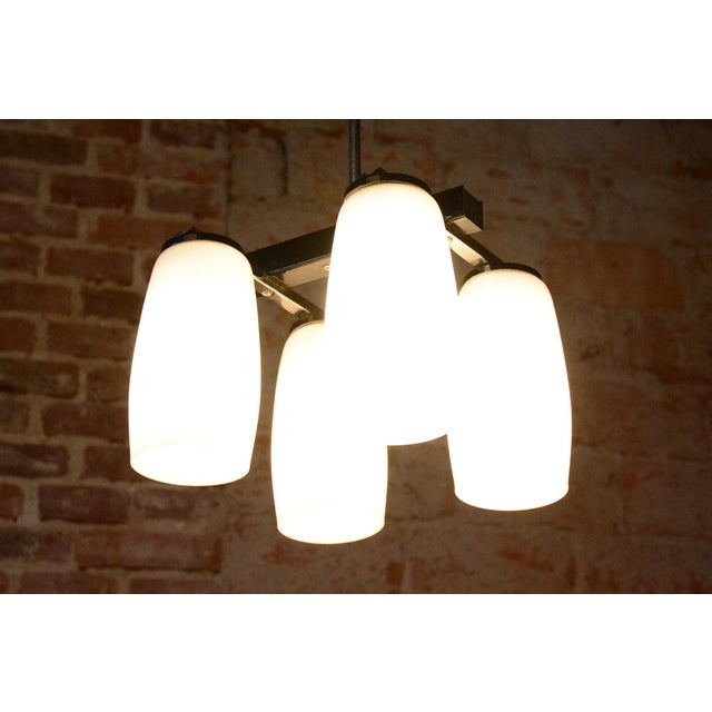 Mid-Century Modern Chandelier in Chrome and Opaline Glass by Drupol, Czech, 1960s For Sale - Image 12 of 15