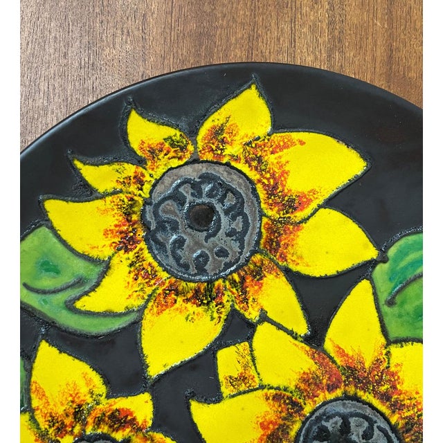 Mid-Century German Studio Pottery Wall Plate with Sunflower Design from Ruscha, 1960s For Sale - Image 5 of 18