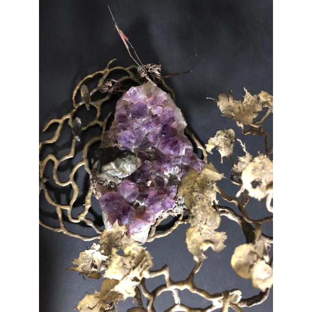 Late 20th Century Ron Bertocchi Bronze and Amethyst Sculpture of Young Girl and Tree For Sale - Image 10 of 11