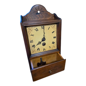 Antique German Oak Mantel Clock Circa 1895-1915 -8 Day Mechanical Strike- Victorian Shelf Clock