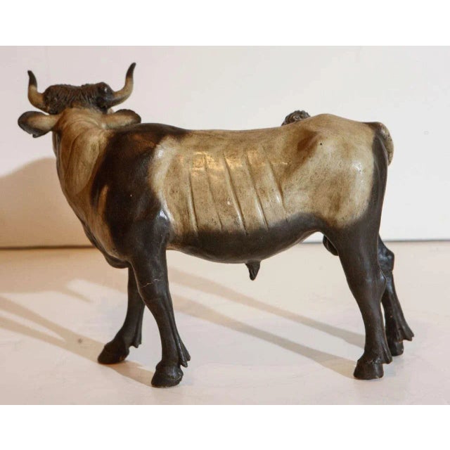 Hand-Painted 19th Century Bull Figurine For Sale - Image 4 of 7