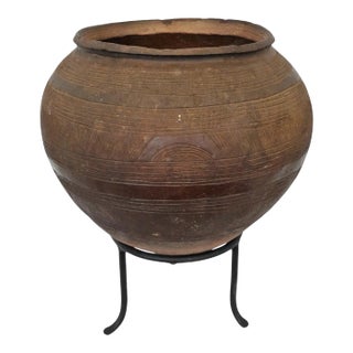 Tribal Vintage African Water Bida Vessel on Stand For Sale