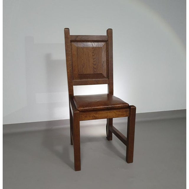 Brown Mid-Century Brutalist Oak Chairs, Set of 6 For Sale - Image 8 of 18