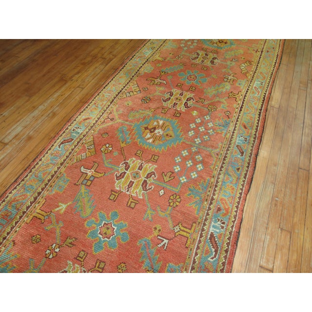 Antique Zabihi Collection Turkish Oushak Runner - 4' x 14'9" For Sale - Image 4 of 12
