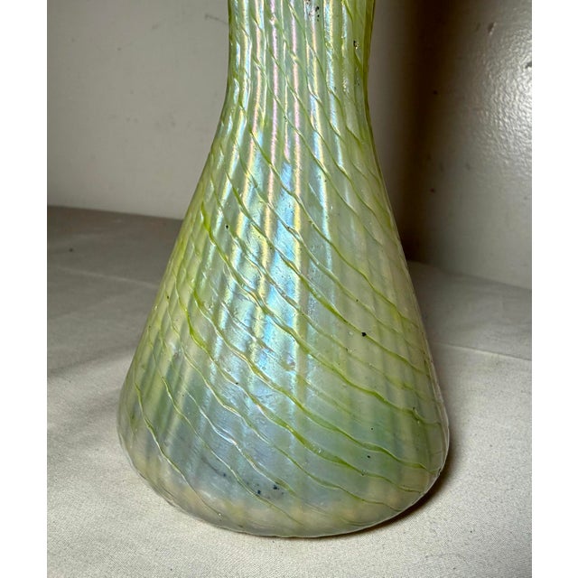 Antique Hand Blown Bohemian Kralik Glass Sterling Silver Mounted Iridescent Vase For Sale In New York - Image 6 of 14