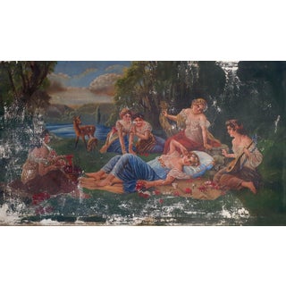 Oil Painting of Women in Landscape, Soviet Ukrainian Art 80-140 For Sale