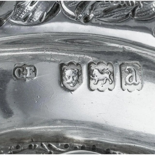 Late 19th Century 19th Century English Art Nouveau Sterling Silver Repoussé Nut Dish For Sale - Image 5 of 6