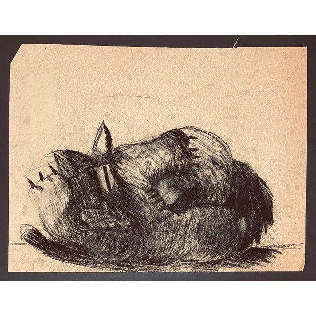 1980s Richard Snyder Drawing of a Sleeping Cat For Sale - Image 4 of 5