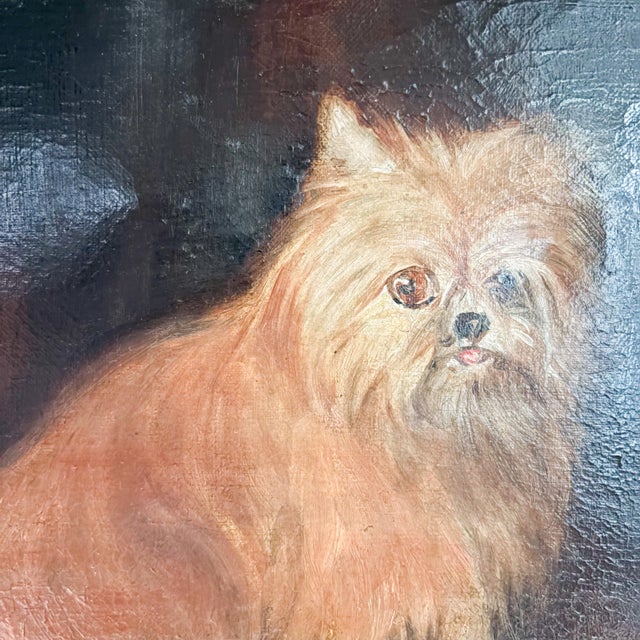 Distressed Antique Dog Oil Painting Framed, Late 1800's Portrait of a Dog For Sale - Image 4 of 18