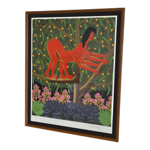 1970s Art Naif Framed Serigraph Screen Print, "La Femme Diable", 1974, by Philippe-Auguste, Salnave