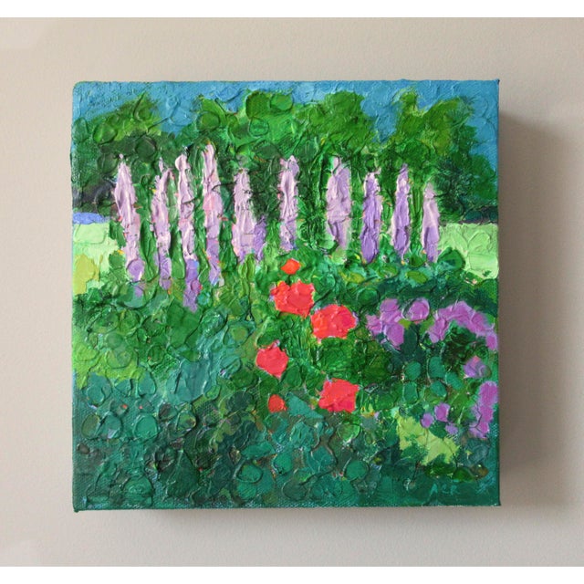 Lupine, Poppies and Chive. Flowers in the morning light. I enjoy painting flowers. This painting has an abstract...