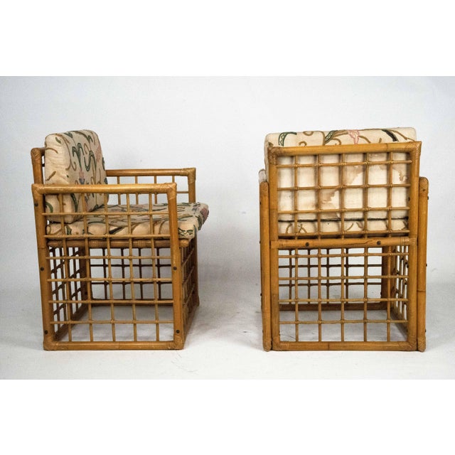 This is an exceptional and highly sought-after Mid-Century Italian set of two armchairs manufactured by Vivai del Sud,...