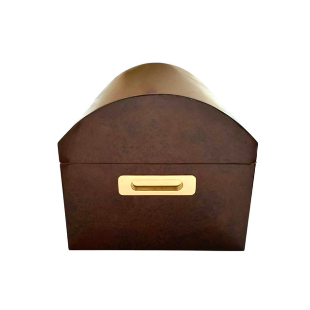 Late 20th Century Late 20th Century Burl Wood Cigar Humidor, XL Dome Top, 250-Cigar Capacity With Spanish Cedar Trays For Sale - Image 5 of 5