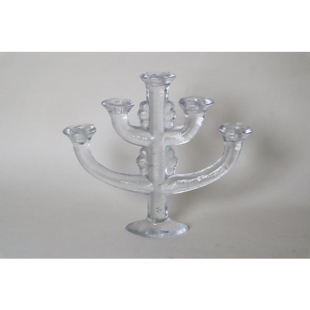 Glass Swedish Ice Glass 5-Armed Candleholder from Pukeberg, 1970s For Sale - Image 7 of 9