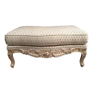 Vintage Sherrill Furniture French Provincial Louis XV Style Upholstered Ottoman For Sale