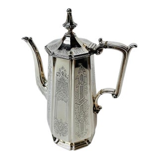 Antique S & Co Engraved Silver Plate Coffee Pot For Sale