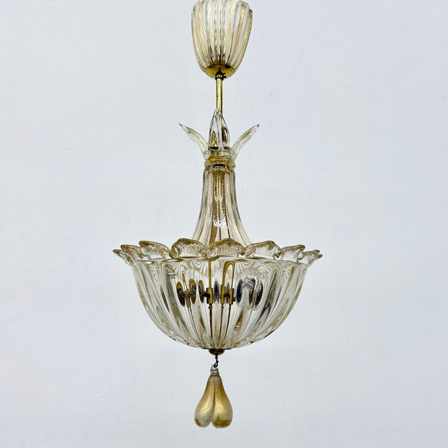 Murano Glass with Gilt Hanging Lamp from Barovier & Toso, 1970s For Sale - Image 6 of 18