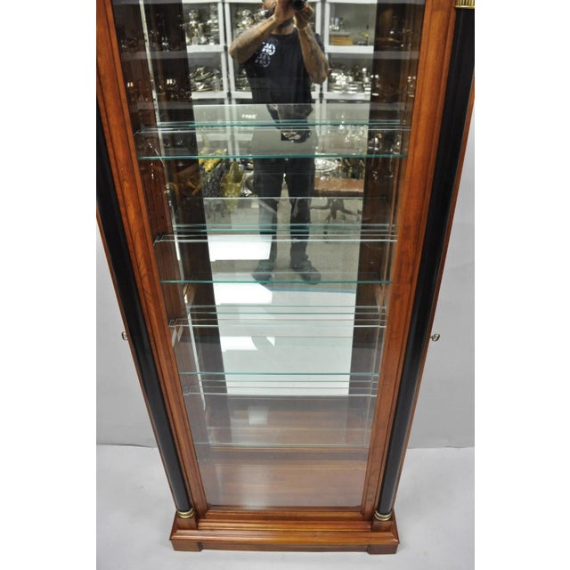Late 20th Century Late 20th Century Ethan Allen Medallion Collection Cherry Wood Glass Curio Cabinet W Black Columns For Sale - Image 5 of 18